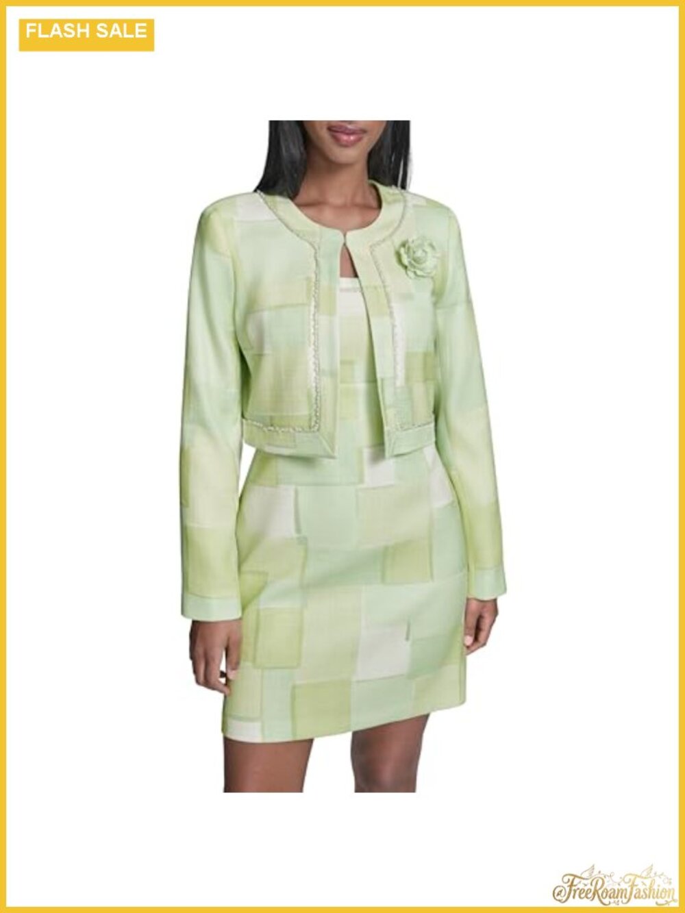 Long Sleeve Pull On Faux Tweed Jacket Business Casual Layer